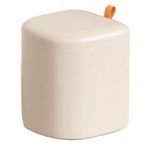 ZJYIGOWL Fußhocker Mit Stauraum Gepolsterter Lederhocker Mit Schwammgepolstertem Sitz Fußstütze Für Das Wohnzimmer Lederhocker Zum Schuhewechseln Und Schminken(Beige,A) von ZJYIGOWL