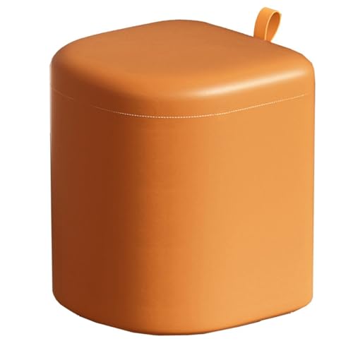 ZJYIGOWL Fußhocker Mit Stauraum Gepolsterter Lederhocker Mit Schwammgepolstertem Sitz Fußstütze Für Das Wohnzimmer Lederhocker Zum Schuhewechseln Und Schminken(Orange,A) von ZJYIGOWL