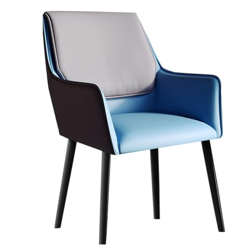 ZJYIGOWL Gepolsterte Leder-Küchenstühle Mit Armlehnen Bequemer Ledersessel Mit Rückenlehne Für Wohnzimmer, Büro, Schlafzimmer, Küche, Einfach Zu Montieren(Blue B) von ZJYIGOWL