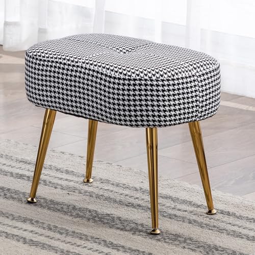 ZJYIGOWL Gepolsterter Fußhocker Ottomane Rechteckiger Sofahocker Kleiner Pouf Mit Metallbeinen Moderne Ottomane Fußstütze Schuhhocker Für Wohn- Und Schlafzimmer(Black) von ZJYIGOWL