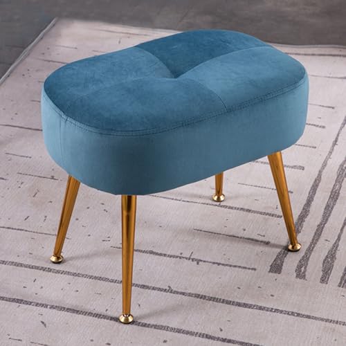 ZJYIGOWL Gepolsterter Fußhocker Ottomane Rechteckiger Sofahocker Kleiner Pouf Mit Metallbeinen Moderne Ottomane Fußstütze Schuhhocker Für Wohn- Und Schlafzimmer(Blue A) von ZJYIGOWL