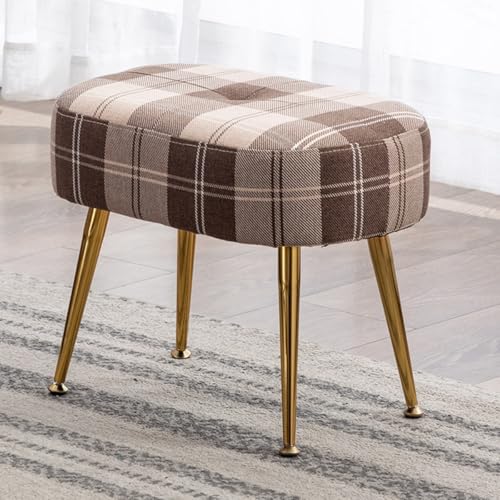 ZJYIGOWL Gepolsterter Fußhocker Ottomane Rechteckiger Sofahocker Kleiner Pouf Mit Metallbeinen Moderne Ottomane Fußstütze Schuhhocker Für Wohn- Und Schlafzimmer(Brown C) von ZJYIGOWL