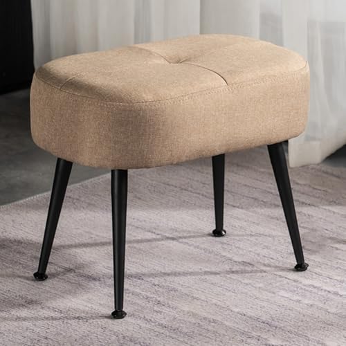 ZJYIGOWL Gepolsterter Fußhocker Ottomane Rechteckiger Sofahocker Kleiner Pouf Mit Metallbeinen Moderne Ottomane Fußstütze Schuhhocker Für Wohn- Und Schlafzimmer(Khaki) von ZJYIGOWL