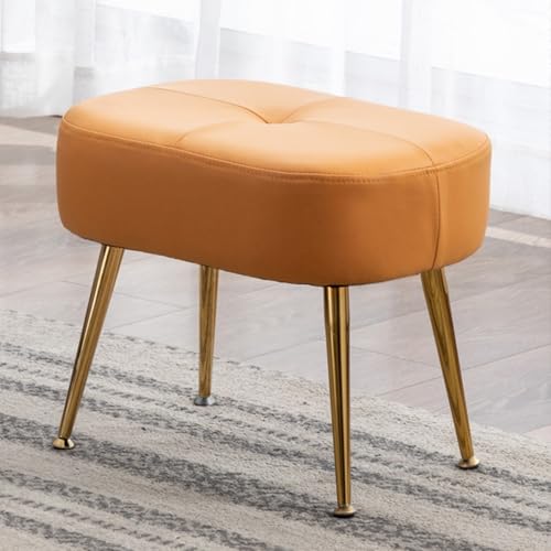 ZJYIGOWL Gepolsterter Fußhocker Ottomane Rechteckiger Sofahocker Kleiner Pouf Mit Metallbeinen Moderne Ottomane Fußstütze Schuhhocker Für Wohn- Und Schlafzimmer(Orange) von ZJYIGOWL