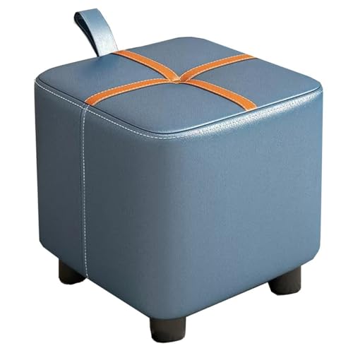 ZJYIGOWL Kleiner Fußhocker Für Das Schlafzimmer Kleiner Stuhl Mit Gepolstertem Sitz Für Den Eingangsbereich Rechteckiger Fußhocker Zum Schuhewechseln Aus Holz Für Das Wohnzimmer(Dark Blue) von ZJYIGOWL