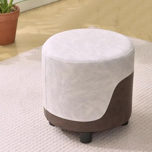 ZJYIGOWL Kleiner Fußhocker Mit Gepolstertem Sitz Stapelbarer Schuhwechsel-Ottoman-Fußhocker Mit Holzbeinen Kleiner Zusätzlicher Sitzplatz Für Den Eingangsbereich Schlafzimmer(Brown A,Round) von ZJYIGOWL