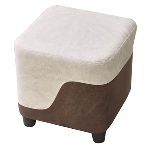 ZJYIGOWL Kleiner Fußhocker Mit Gepolstertem Sitz Stapelbarer Schuhwechsel-Ottoman-Fußhocker Mit Holzbeinen Kleiner Zusätzlicher Sitzplatz Für Den Eingangsbereich Schlafzimmer(Brown A,Square) von ZJYIGOWL