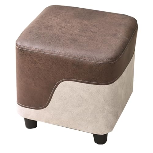 ZJYIGOWL Kleiner Fußhocker Mit Gepolstertem Sitz Stapelbarer Schuhwechsel-Ottoman-Fußhocker Mit Holzbeinen Kleiner Zusätzlicher Sitzplatz Für Den Eingangsbereich Schlafzimmer(Brown B,Square) von ZJYIGOWL