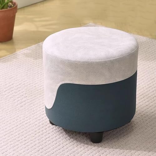 ZJYIGOWL Kleiner Fußhocker Mit Gepolstertem Sitz Stapelbarer Schuhwechsel-Ottoman-Fußhocker Mit Holzbeinen Kleiner Zusätzlicher Sitzplatz Für Den Eingangsbereich Schlafzimmer(Green A,Round) von ZJYIGOWL