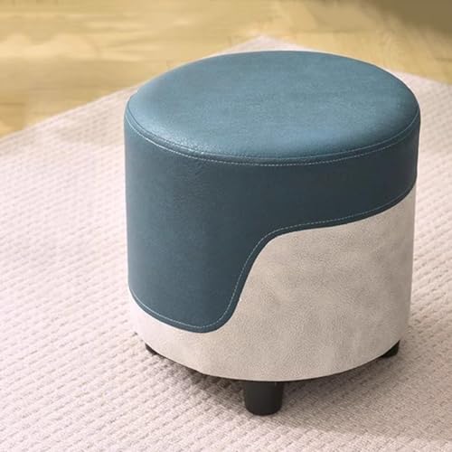 ZJYIGOWL Kleiner Fußhocker Mit Gepolstertem Sitz Stapelbarer Schuhwechsel-Ottoman-Fußhocker Mit Holzbeinen Kleiner Zusätzlicher Sitzplatz Für Den Eingangsbereich Schlafzimmer(Green B,Round) von ZJYIGOWL