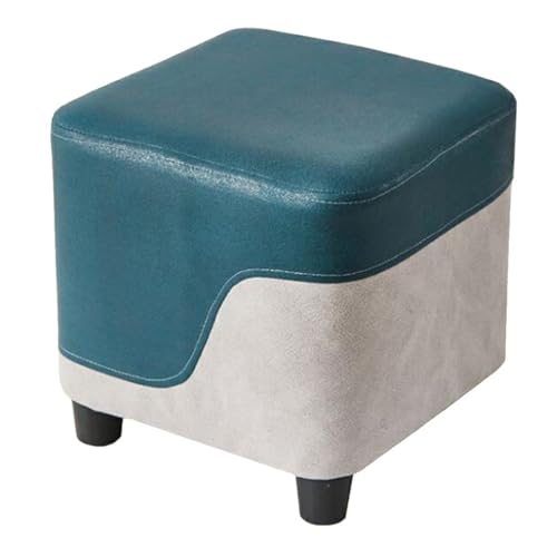 ZJYIGOWL Kleiner Fußhocker Mit Gepolstertem Sitz Stapelbarer Schuhwechsel-Ottoman-Fußhocker Mit Holzbeinen Kleiner Zusätzlicher Sitzplatz Für Den Eingangsbereich Schlafzimmer(Green B,Square) von ZJYIGOWL
