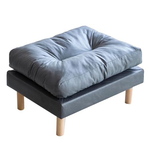 ZJYIGOWL Kleiner Fußhocker Mit Holzbeinen Kleiner Rechteckiger Stapelbarer Fußhocker Mit Gepolstertem Sitz Schuhhocker Für Wohn- Und Schlafzimmer(Grey) von ZJYIGOWL