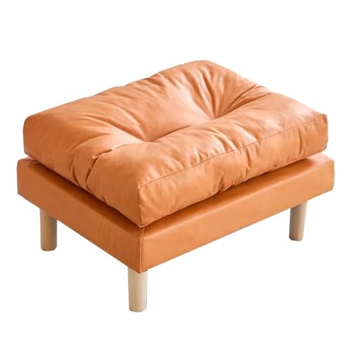 ZJYIGOWL Kleiner Fußhocker Mit Holzbeinen Kleiner Rechteckiger Stapelbarer Fußhocker Mit Gepolstertem Sitz Schuhhocker Für Wohn- Und Schlafzimmer(Orange) von ZJYIGOWL