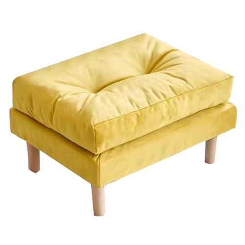 ZJYIGOWL Kleiner Fußhocker Mit Holzbeinen Kleiner Rechteckiger Stapelbarer Fußhocker Mit Gepolstertem Sitz Schuhhocker Für Wohn- Und Schlafzimmer(Yellow) von ZJYIGOWL