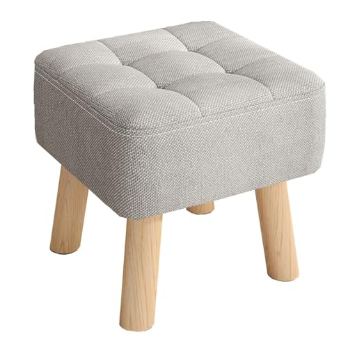 ZJYIGOWL Kleiner Fußhocker Ottoman Für Das Wohnzimmer Ottoman Sitzkissen Aus Leinen Für Die Couch Stapelbare Schuhbank Mit Holzbeinen Fußstütze Mit Gepolstertem Sitz(Grey,10inch) von ZJYIGOWL