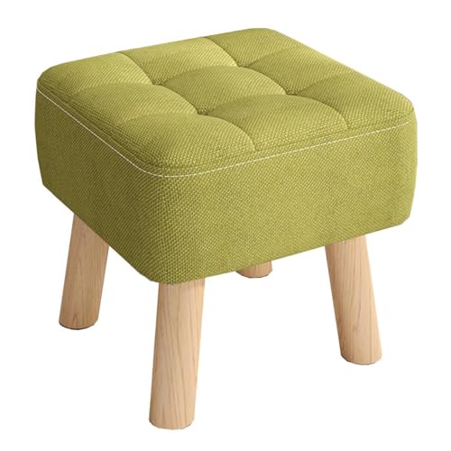 ZJYIGOWL Kleiner Fußhocker Ottoman Für Das Wohnzimmer Ottoman Sitzkissen Aus Leinen Für Die Couch Stapelbare Schuhbank Mit Holzbeinen Fußstütze Mit Gepolstertem Sitz(Groen,12inch) von ZJYIGOWL