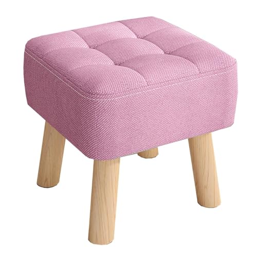 ZJYIGOWL Kleiner Fußhocker Ottoman Für Das Wohnzimmer Ottoman Sitzkissen Aus Leinen Für Die Couch Stapelbare Schuhbank Mit Holzbeinen Fußstütze Mit Gepolstertem Sitz(Purple,10inch) von ZJYIGOWL