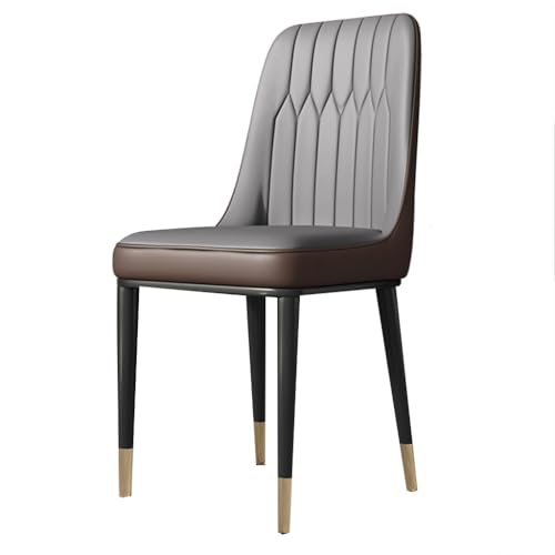 ZJYIGOWL Küche Essstühle Grau Modern Akzentstuhl Leder Armloser Stuhl Mit Metall Beinen, Rückenlehne Für Schlafzimmer, Büro, Wohnzimmer, Einfach Zu Montieren(Dark Gray B) von ZJYIGOWL