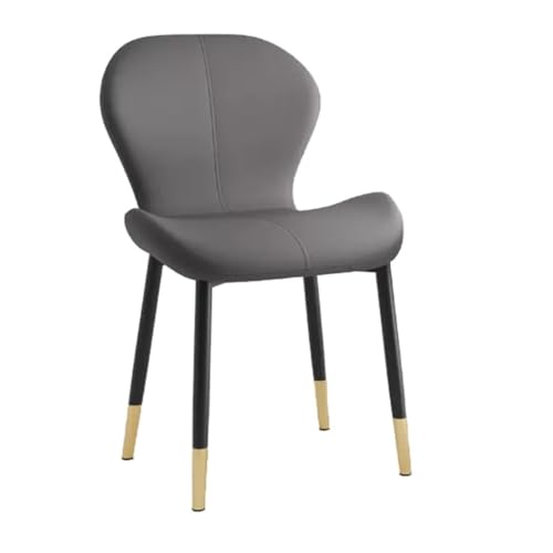 ZJYIGOWL Küchen-Esszimmerstühle Aus Grauem Leder Wohnzimmerstuhl Ohne Armlehnen Mit Bequemem Kissen, Moderne Rückenlehne, Hocker Für Büro, Schlafzimmer, Küche(Grey) von ZJYIGOWL