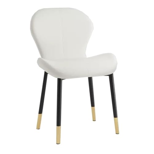 ZJYIGOWL Küchen-Esszimmerstühle Aus Grauem Leder Wohnzimmerstuhl Ohne Armlehnen Mit Bequemem Kissen, Moderne Rückenlehne, Hocker Für Büro, Schlafzimmer, Küche(White) von ZJYIGOWL