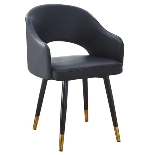 ZJYIGOWL Leder Essstühle Weißer Sessel Mit Rückenlehne Moderne Küche ESS Akzentstuhl Für Restaurants, Schlafzimmer, Wohnzimmer, Zuhause, Büro(Black) von ZJYIGOWL