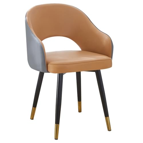 ZJYIGOWL Leder Essstühle Weißer Sessel Mit Rückenlehne Moderne Küche ESS Akzentstuhl Für Restaurants, Schlafzimmer, Wohnzimmer, Zuhause, Büro(Bruin) von ZJYIGOWL