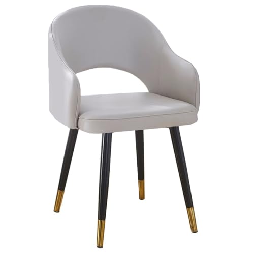 ZJYIGOWL Leder Essstühle Weißer Sessel Mit Rückenlehne Moderne Küche ESS Akzentstuhl Für Restaurants, Schlafzimmer, Wohnzimmer, Zuhause, Büro(Light Gray) von ZJYIGOWL