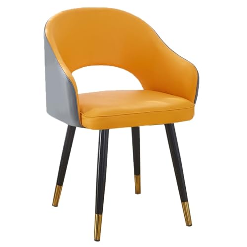 ZJYIGOWL Leder Essstühle Weißer Sessel Mit Rückenlehne Moderne Küche ESS Akzentstuhl Für Restaurants, Schlafzimmer, Wohnzimmer, Zuhause, Büro(Orange) von ZJYIGOWL