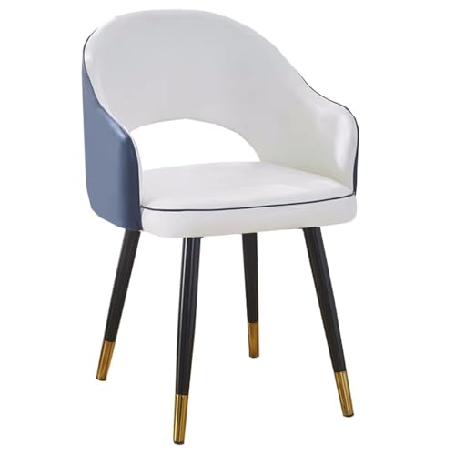 ZJYIGOWL Leder Essstühle Weißer Sessel Mit Rückenlehne Moderne Küche ESS Akzentstuhl Für Restaurants, Schlafzimmer, Wohnzimmer, Zuhause, Büro(White A) von ZJYIGOWL