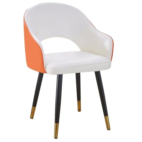 ZJYIGOWL Leder Essstühle Weißer Sessel Mit Rückenlehne Moderne Küche ESS Akzentstuhl Für Restaurants, Schlafzimmer, Wohnzimmer, Zuhause, Büro(White D) von ZJYIGOWL