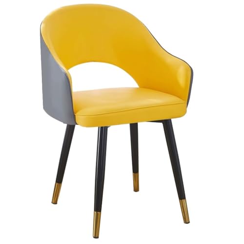 ZJYIGOWL Leder Essstühle Weißer Sessel Mit Rückenlehne Moderne Küche ESS Akzentstuhl Für Restaurants, Schlafzimmer, Wohnzimmer, Zuhause, Büro(Yellow) von ZJYIGOWL