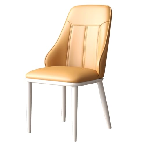ZJYIGOWL Leder Esszimmerstühle Akzent Stuhl Modernen Minimalistischen Restaurant Leder Stühle Mit Gepolsterten Rücken Metall Beine Für Schlafzimmer, Büro, Wohnzimmer(Orange,White Legs) von ZJYIGOWL