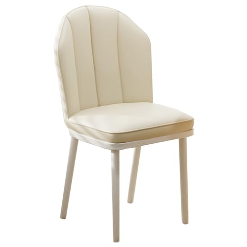 ZJYIGOWL Leder-Esszimmerstühle Armloser Küchenstuhl Gepolstert Moderner Schminkstuhl Mit Gebogener Rückenlehne Wohnzimmer Arbeitszimmer Schreibtisch Hotel Hocker Mit Metallbeinen(Beige) von ZJYIGOWL