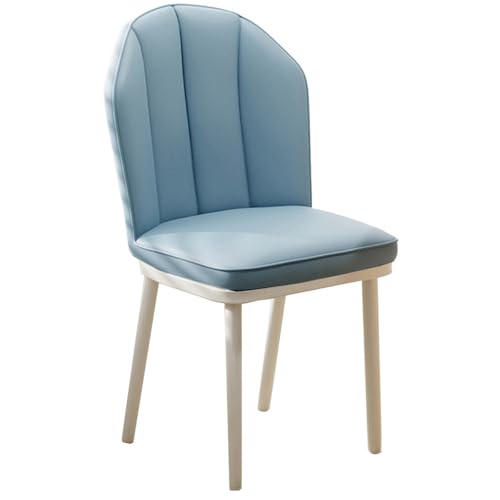 ZJYIGOWL Leder-Esszimmerstühle Armloser Küchenstuhl Gepolstert Moderner Schminkstuhl Mit Gebogener Rückenlehne Wohnzimmer Arbeitszimmer Schreibtisch Hotel Hocker Mit Metallbeinen(Blauw) von ZJYIGOWL