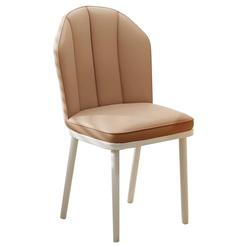 ZJYIGOWL Leder-Esszimmerstühle Armloser Küchenstuhl Gepolstert Moderner Schminkstuhl Mit Gebogener Rückenlehne Wohnzimmer Arbeitszimmer Schreibtisch Hotel Hocker Mit Metallbeinen(Brown A) von ZJYIGOWL
