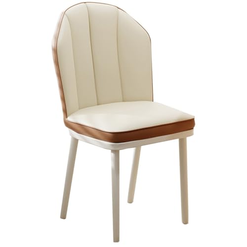 ZJYIGOWL Leder-Esszimmerstühle Armloser Küchenstuhl Gepolstert Moderner Schminkstuhl Mit Gebogener Rückenlehne Wohnzimmer Arbeitszimmer Schreibtisch Hotel Hocker Mit Metallbeinen(Brown B) von ZJYIGOWL