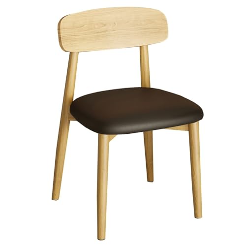 ZJYIGOWL Leder Esszimmerstühle Holz Akzentstuhl Modern Küchenstühle Mit Holzrückenlehne Hotel Restaurant Hocker Mit Komfort Kissen Für Wohnzimmer, Schlafzimmer(Black,C) von ZJYIGOWL