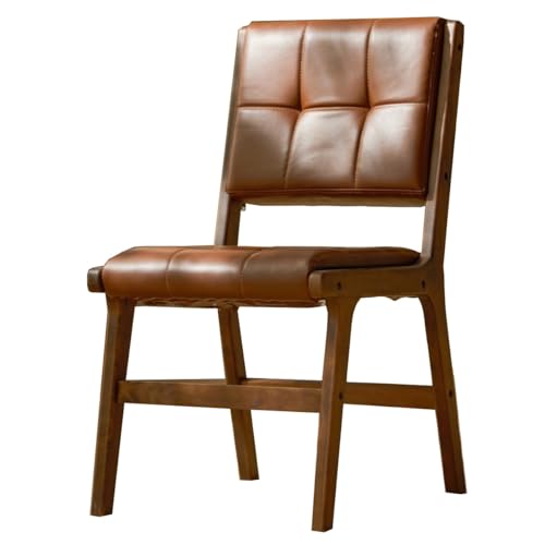 ZJYIGOWL Leder Esszimmerstühle Holz Moderne Küche Esszimmerstuhl Akzent Stuhl Skandinavischer Stuhl Mit Rückenlehne Für Restaurants, Schlafzimmer, Wohnzimmer, Home Office(Bruin) von ZJYIGOWL