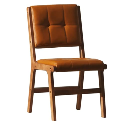 ZJYIGOWL Leder Esszimmerstühle Holz Moderne Küche Esszimmerstuhl Akzent Stuhl Skandinavischer Stuhl Mit Rückenlehne Für Restaurants, Schlafzimmer, Wohnzimmer, Home Office(Orange) von ZJYIGOWL