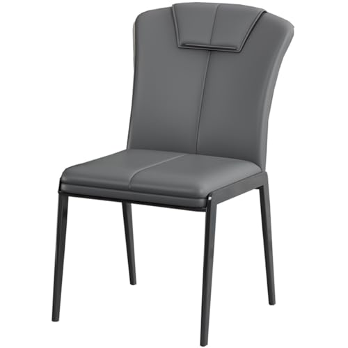 ZJYIGOWL Leder-Esszimmerstühle Mit Metallbeinen Gepolsterte Küchenstühle Moderner Restaurant-Lederakzentstuhl Sessel Für Schlafzimmer, Büro, Wohnzimmer, Einfach Zu Montieren(Grey) von ZJYIGOWL