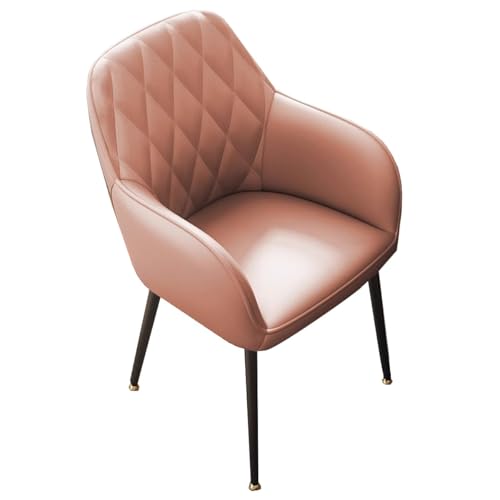 ZJYIGOWL Leder Esszimmerstuhl Mit Hoher Rückenlehne, Schreibtischstuhl Mit Armlehnen Und Metallbeinen Gepolsterte Computerstühle Moderner Sessel Mit Weichem Kissen Für Wohnzimmer(Orange) von ZJYIGOWL