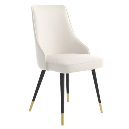 ZJYIGOWL Leder-Küchenstühle Café-Stuhl Ohne Armlehnen Mit Rückenlehne Und Metallbeinen Moderner Schminkhocker Für Wohnzimmer, Schlafzimmer, Empfangsbereich, Büro(Beige) von ZJYIGOWL
