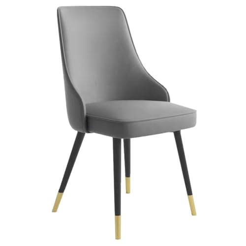 ZJYIGOWL Leder-Küchenstühle Café-Stuhl Ohne Armlehnen Mit Rückenlehne Und Metallbeinen Moderner Schminkhocker Für Wohnzimmer, Schlafzimmer, Empfangsbereich, Büro(Grey) von ZJYIGOWL