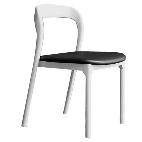 ZJYIGOWL Lederküchen Esszimmertischstühle Holz-Heimbürostühle Stapelbarer Stuhl Ohne Armlehnen Für Das Schlafzimmer Gepolsterter Freizeit-Beistellstuhl Für Balkon Und Terrasse(White,1pcs) von ZJYIGOWL