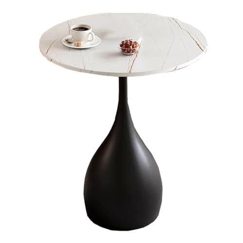 ZJYIGOWL Metall-Beistelltisch Runder Couchtisch Vintage-Snacktische Für Das Schlafzimmer Nachttisch Sofa-Couchtische Mit Marmor-Struktur-Tischplatte Für Wohnzimmer, Balkon(Black A,40CM) von ZJYIGOWL