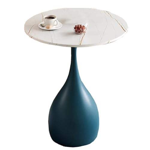 ZJYIGOWL Metall-Beistelltisch Runder Couchtisch Vintage-Snacktische Für Das Schlafzimmer Nachttisch Sofa-Couchtische Mit Marmor-Struktur-Tischplatte Für Wohnzimmer, Balkon(Blue A,35CM) von ZJYIGOWL