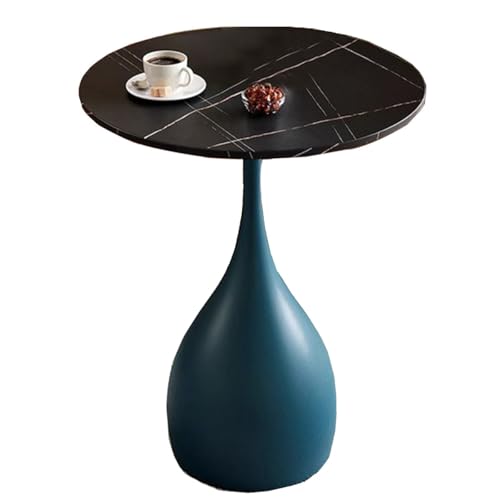 ZJYIGOWL Metall-Beistelltisch Runder Couchtisch Vintage-Snacktische Für Das Schlafzimmer Nachttisch Sofa-Couchtische Mit Marmor-Struktur-Tischplatte Für Wohnzimmer, Balkon(Blue B,35CM) von ZJYIGOWL