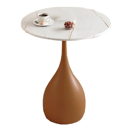 ZJYIGOWL Metall-Beistelltisch Runder Couchtisch Vintage-Snacktische Für Das Schlafzimmer Nachttisch Sofa-Couchtische Mit Marmor-Struktur-Tischplatte Für Wohnzimmer, Balkon(Brown A,35CM) von ZJYIGOWL