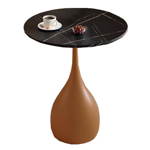 ZJYIGOWL Metall-Beistelltisch Runder Couchtisch Vintage-Snacktische Für Das Schlafzimmer Nachttisch Sofa-Couchtische Mit Marmor-Struktur-Tischplatte Für Wohnzimmer, Balkon(Brown B,40CM) von ZJYIGOWL