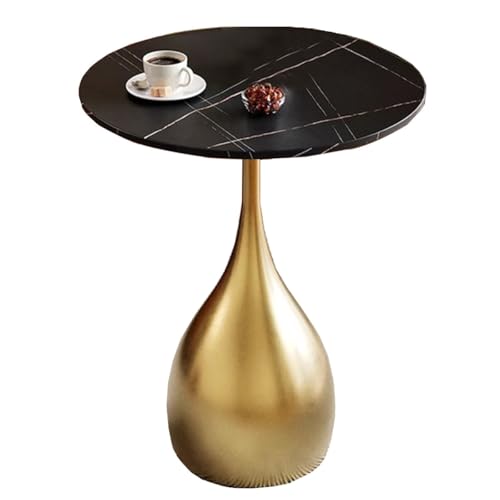 ZJYIGOWL Metall-Beistelltisch Runder Couchtisch Vintage-Snacktische Für Das Schlafzimmer Nachttisch Sofa-Couchtische Mit Marmor-Struktur-Tischplatte Für Wohnzimmer, Balkon(Gold B,35CM) von ZJYIGOWL